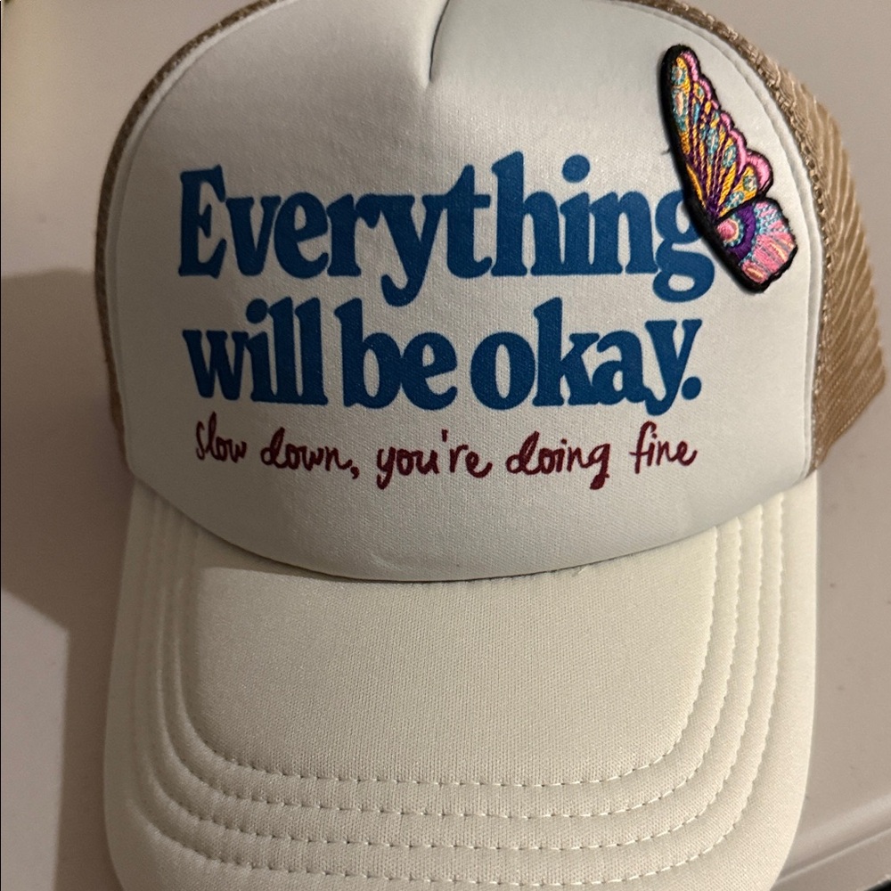 Inspirational Trucker Hat with Butterfly Patch